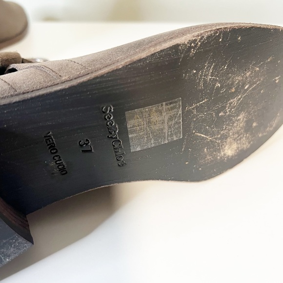 See by Chloe Neo Janis Metal Studded Buckle Suede Taupe Ankle Boot - Picture 3 of 10